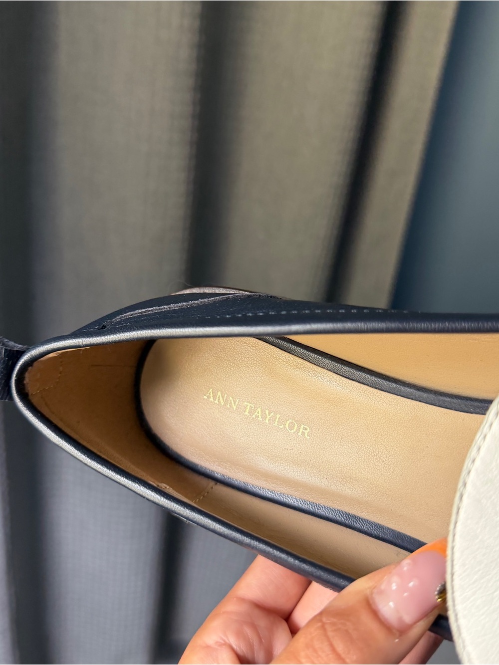 Women’s Two-Tone Fringe Penny Loafers in Navy and Cream - Picture 2 of 5